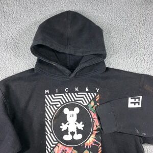 Neff Mickey Mouse Hoodie Men M Black Disney Graphic Sweatshirt Grunge Thrashed